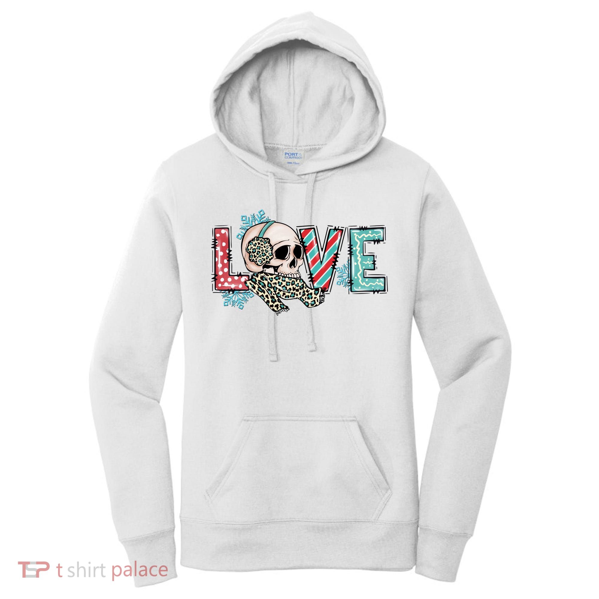 Love Christmas Skull Funny Xmas Hoilday Gift Women's Hoodie