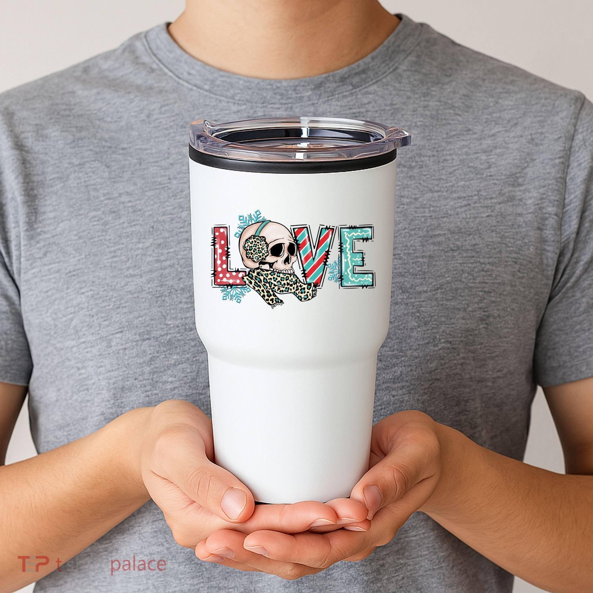 Love Christmas Skull Funny Xmas Hoilday Gift Tumbler