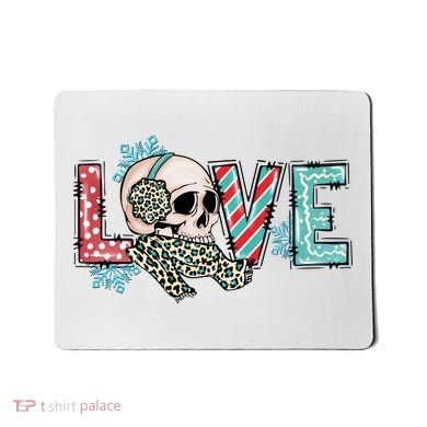 Love Christmas Skull Funny Xmas Hoilday Gift Mousepad