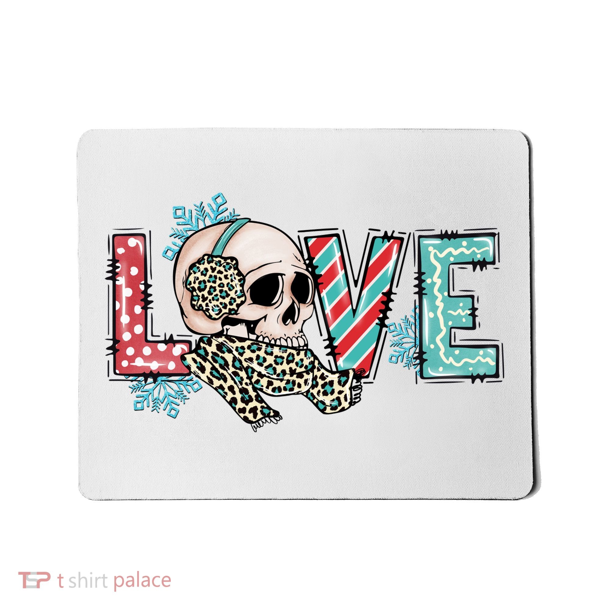 Love Christmas Skull Funny Xmas Hoilday Gift Mousepad