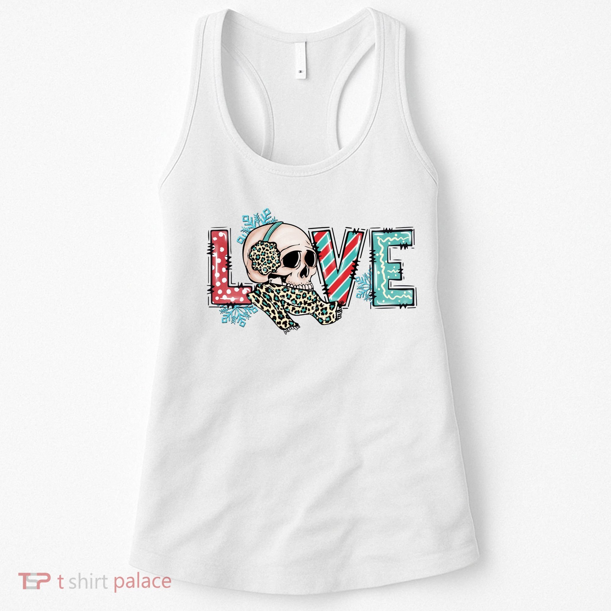 Love Christmas Skull Funny Xmas Hoilday Gift Women's Tank Top