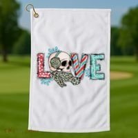 Love Christmas Skull Funny Xmas Hoilday Gift Golf Towel thumb 1