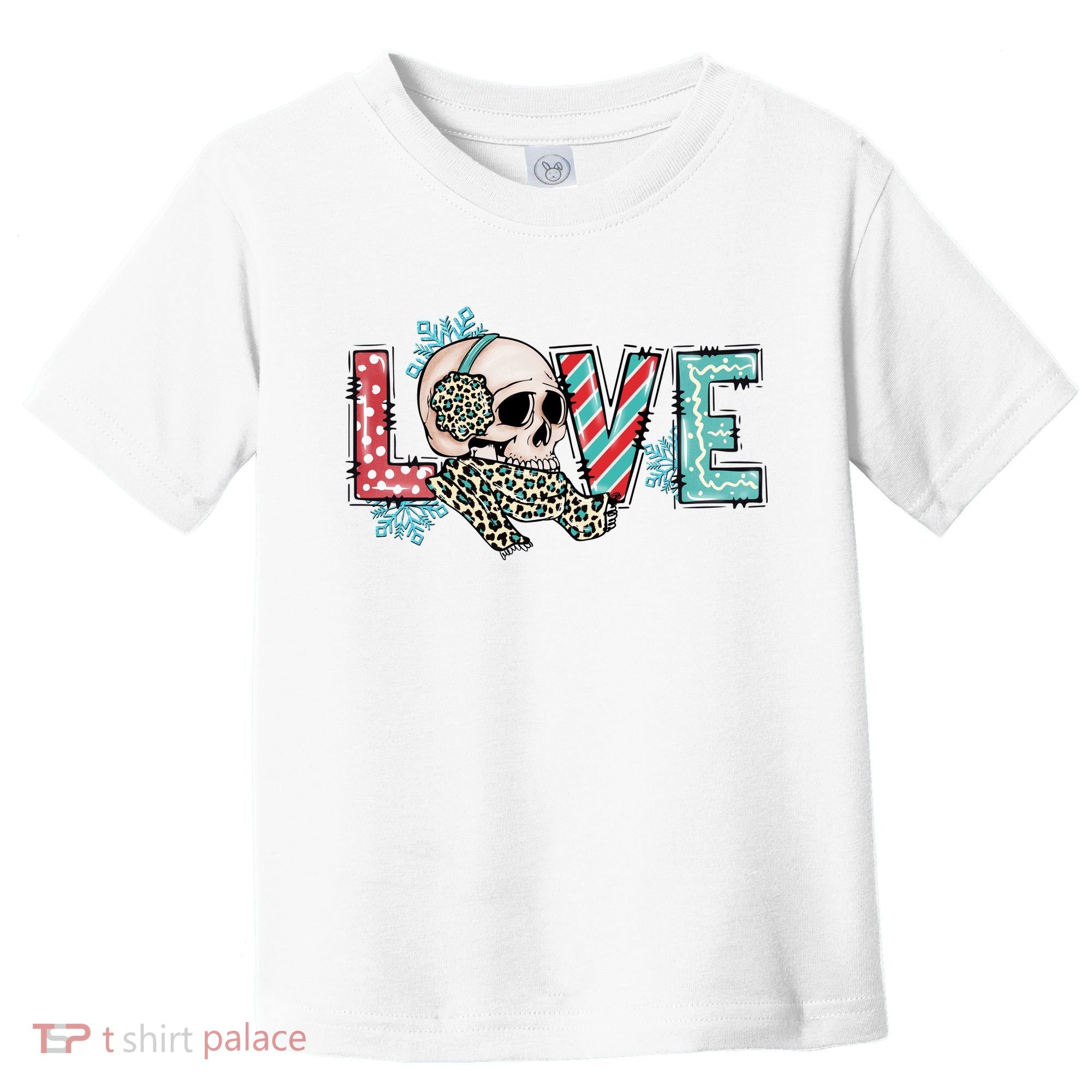 Love Christmas Skull Funny Xmas Hoilday Gift Toddler T-Shirt