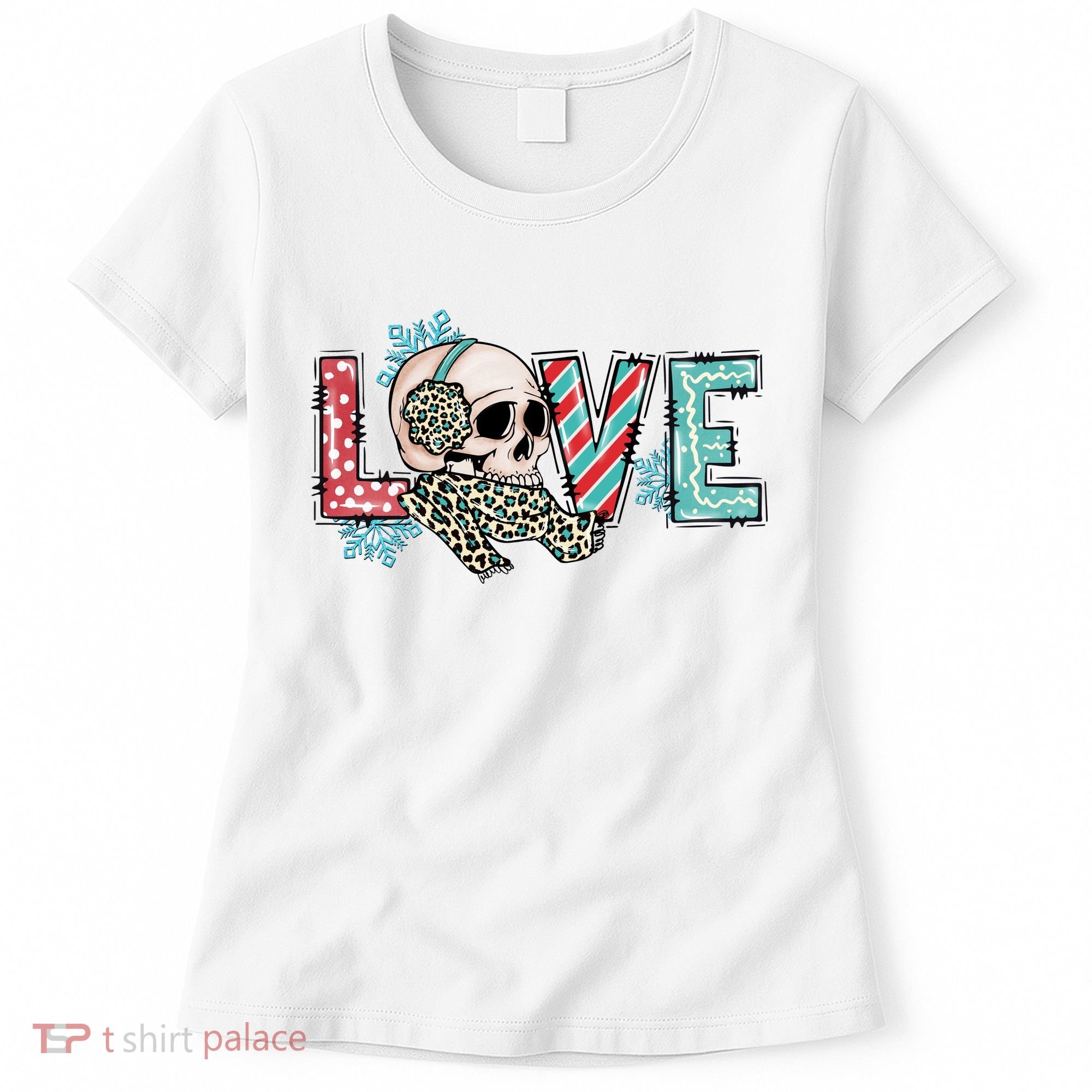 Love Christmas Skull Funny Xmas Hoilday Gift Women's T-Shirt