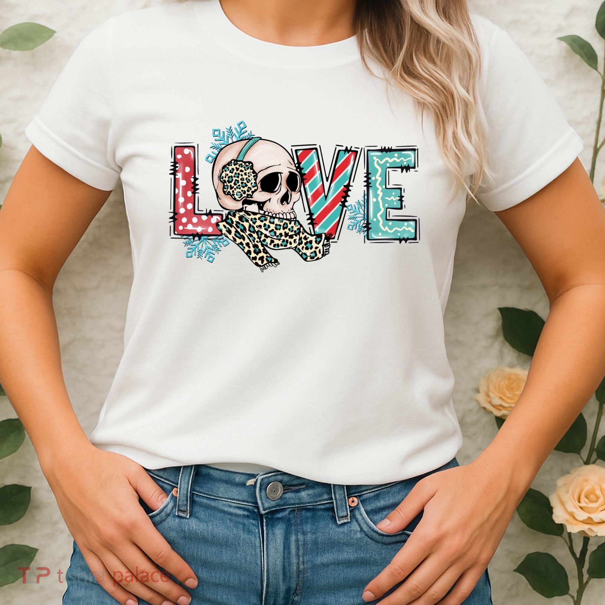Love Christmas Skull Funny Xmas Hoilday Gift Women's T-Shirt