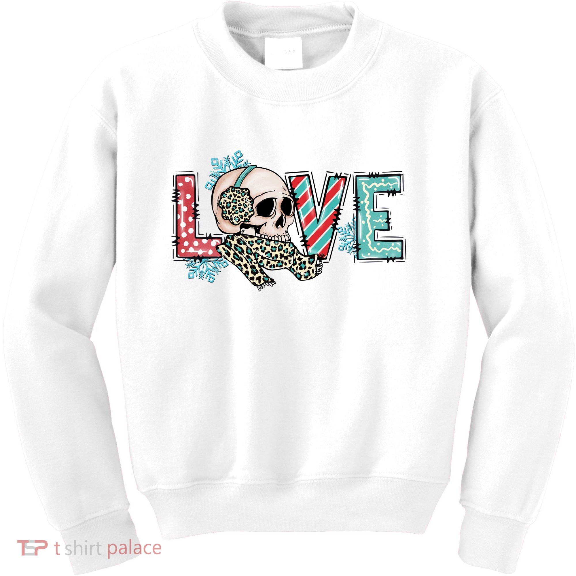Love Christmas Skull Funny Xmas Hoilday Gift Kids Sweatshirt