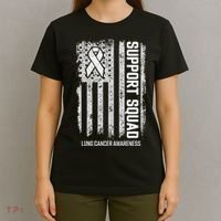 Lung Cancer Support Squad Lung Cancer Awareness T-Shirt thumb 4