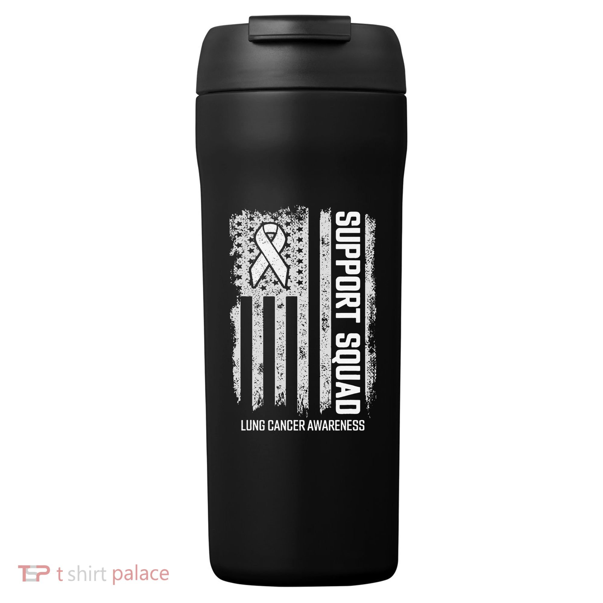 Lung Cancer Support Squad Lung Cancer Awareness 24oz Duet Stainless Steel Tumbler