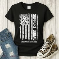 Lung Cancer Support Squad Lung Cancer Awareness Women's T-Shirt thumb 3