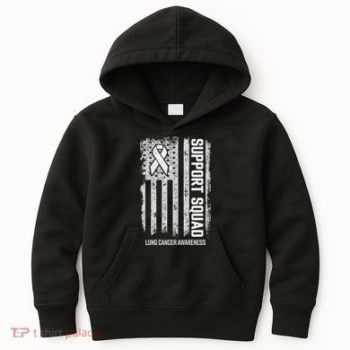 Lung Cancer Support Squad Lung Cancer Awareness Kids Hoodie