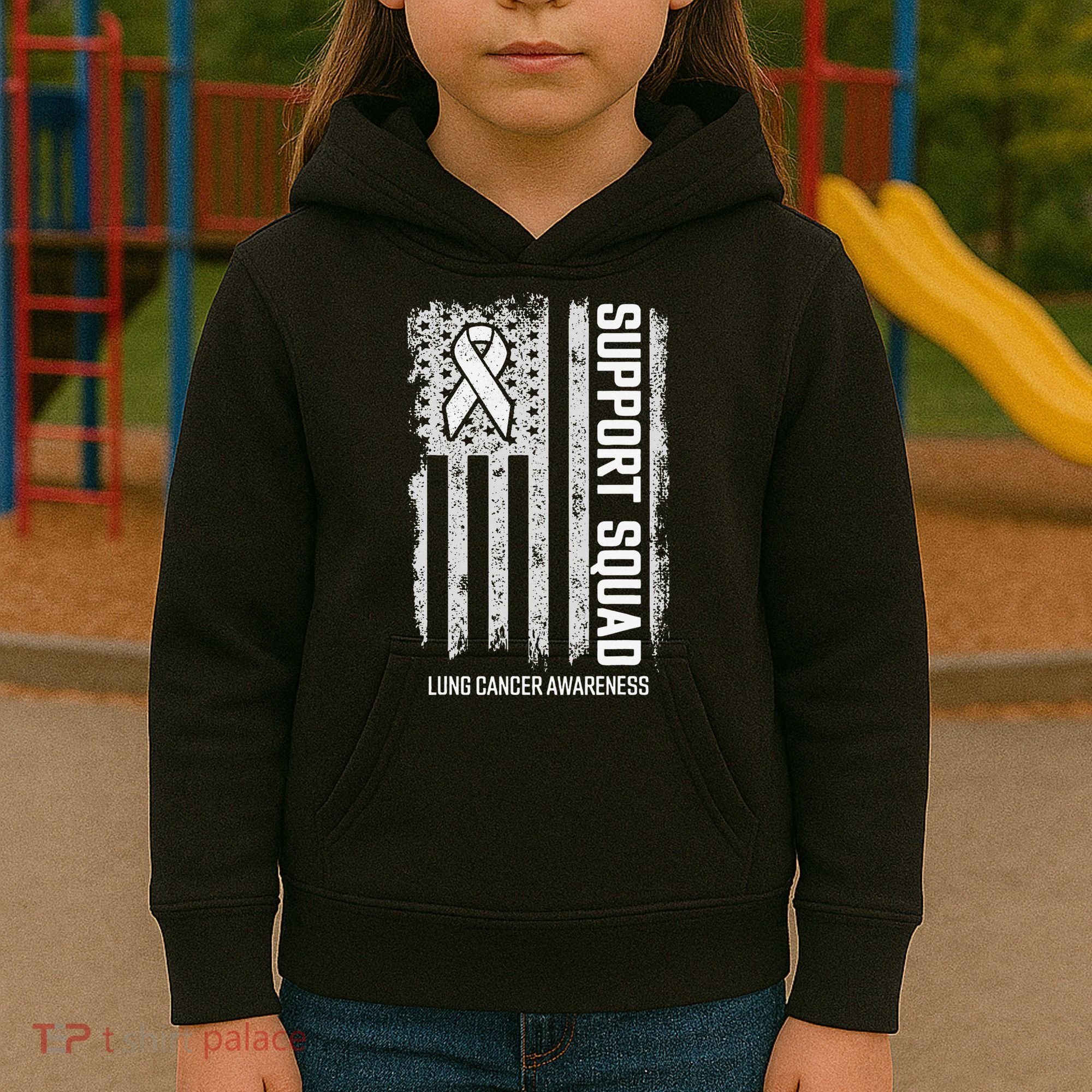 Lung Cancer Support Squad Lung Cancer Awareness Kids Hoodie