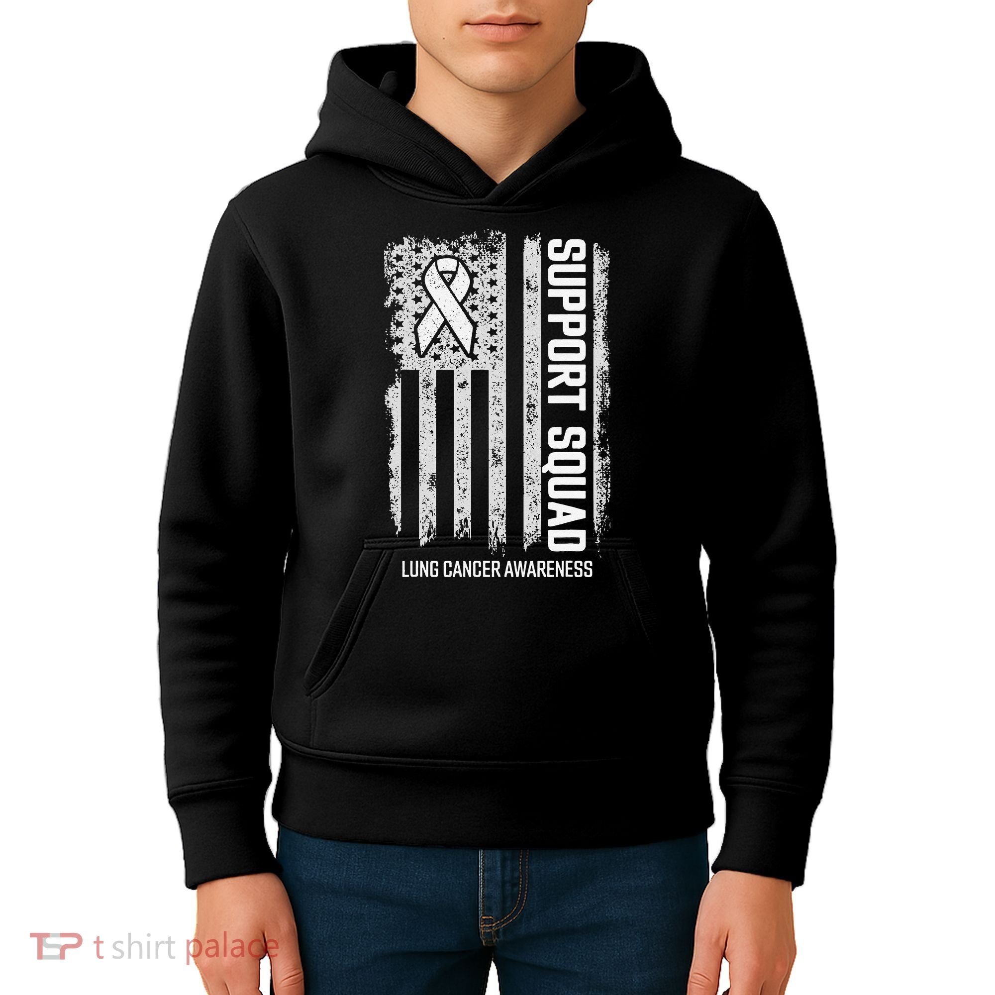 Lung Cancer Support Squad Lung Cancer Awareness Kids Hoodie