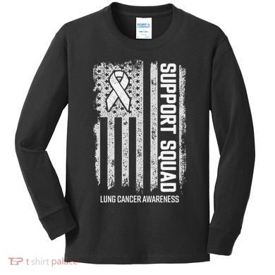 Lung Cancer Support Squad Lung Cancer Awareness Kids Long Sleeve Shirt