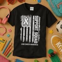 Lung Cancer Support Squad Lung Cancer Awareness Kids T-Shirt thumb 3