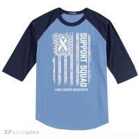 Lung Cancer Support Squad Lung Cancer Awareness Raglan Baseball Sleeve Shirt thumb 0