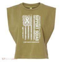 Lung Cancer Support Squad Lung Cancer Awareness Garment-Dyed Women's Muscle Tee thumb 0