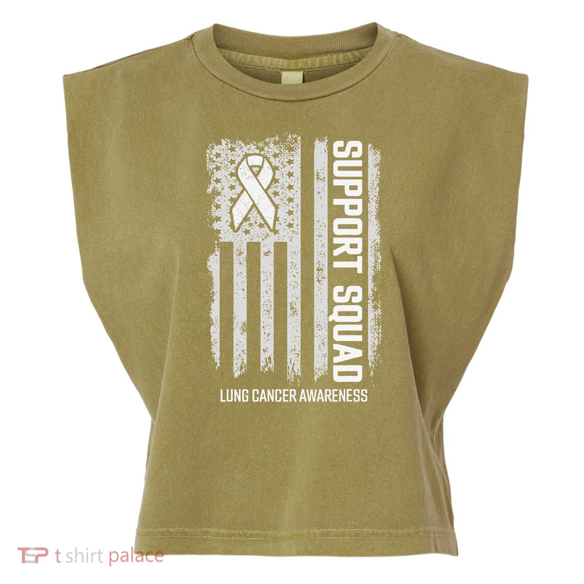 Lung Cancer Support Squad Lung Cancer Awareness Garment-Dyed Women's Muscle Tee