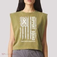 Lung Cancer Support Squad Lung Cancer Awareness Garment-Dyed Women's Muscle Tee thumb 2