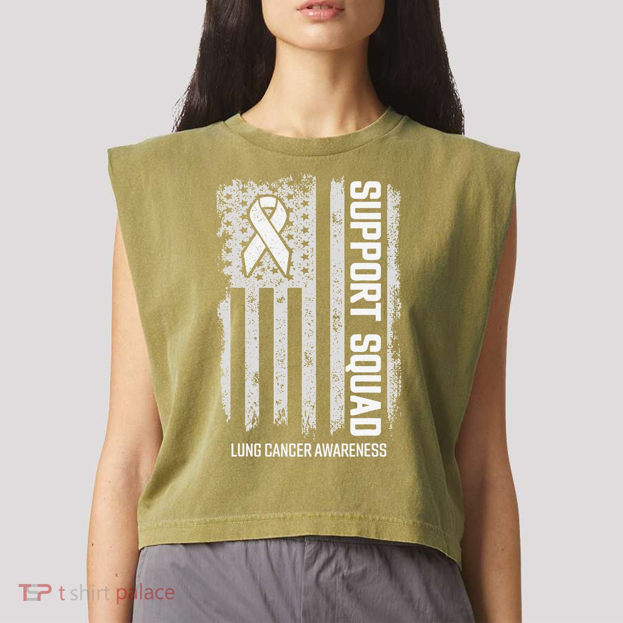 Lung Cancer Support Squad Lung Cancer Awareness Garment-Dyed Women's Muscle Tee