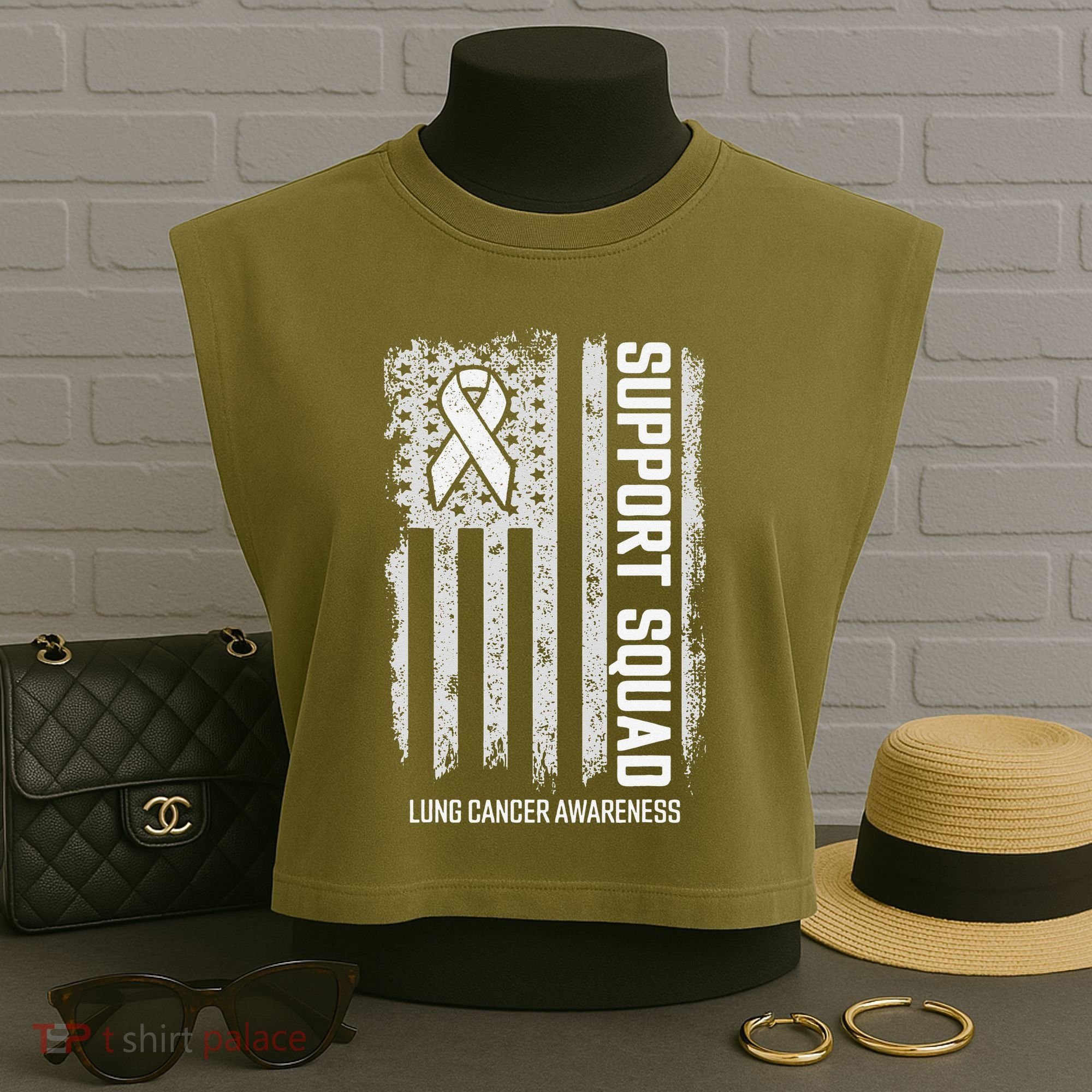 Lung Cancer Support Squad Lung Cancer Awareness Garment-Dyed Women's Muscle Tee