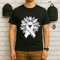 Lung Cancer Sunflower Lung Cancer Awareness T-Shirt thumb 6