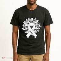 Lung Cancer Sunflower Lung Cancer Awareness Tall T-Shirt thumb 2