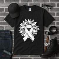 Lung Cancer Sunflower Lung Cancer Awareness Tall T-Shirt thumb 3
