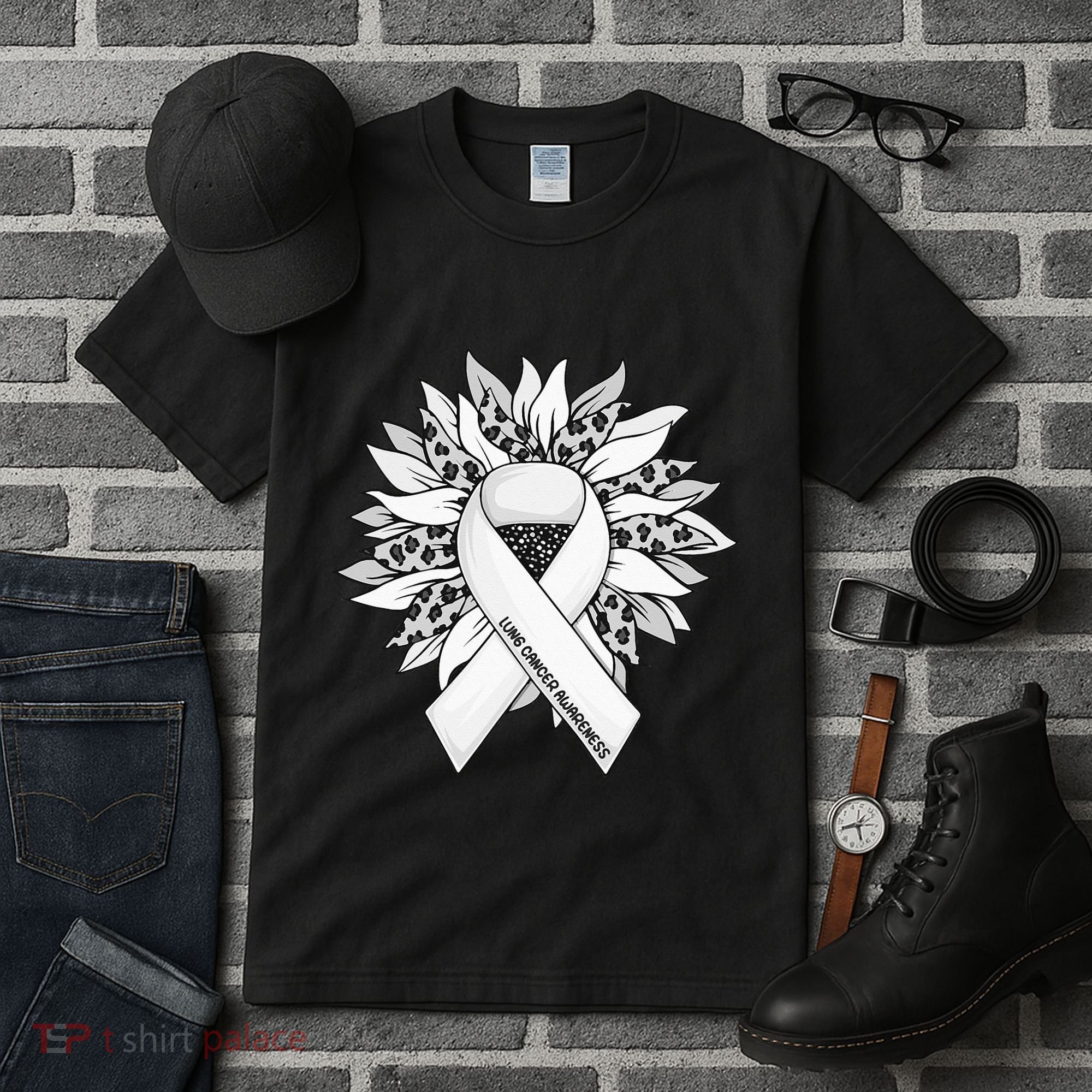 Lung Cancer Sunflower Lung Cancer Awareness Tall T-Shirt