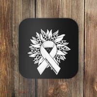 Lung Cancer Sunflower Lung Cancer Awareness Coaster thumb 0