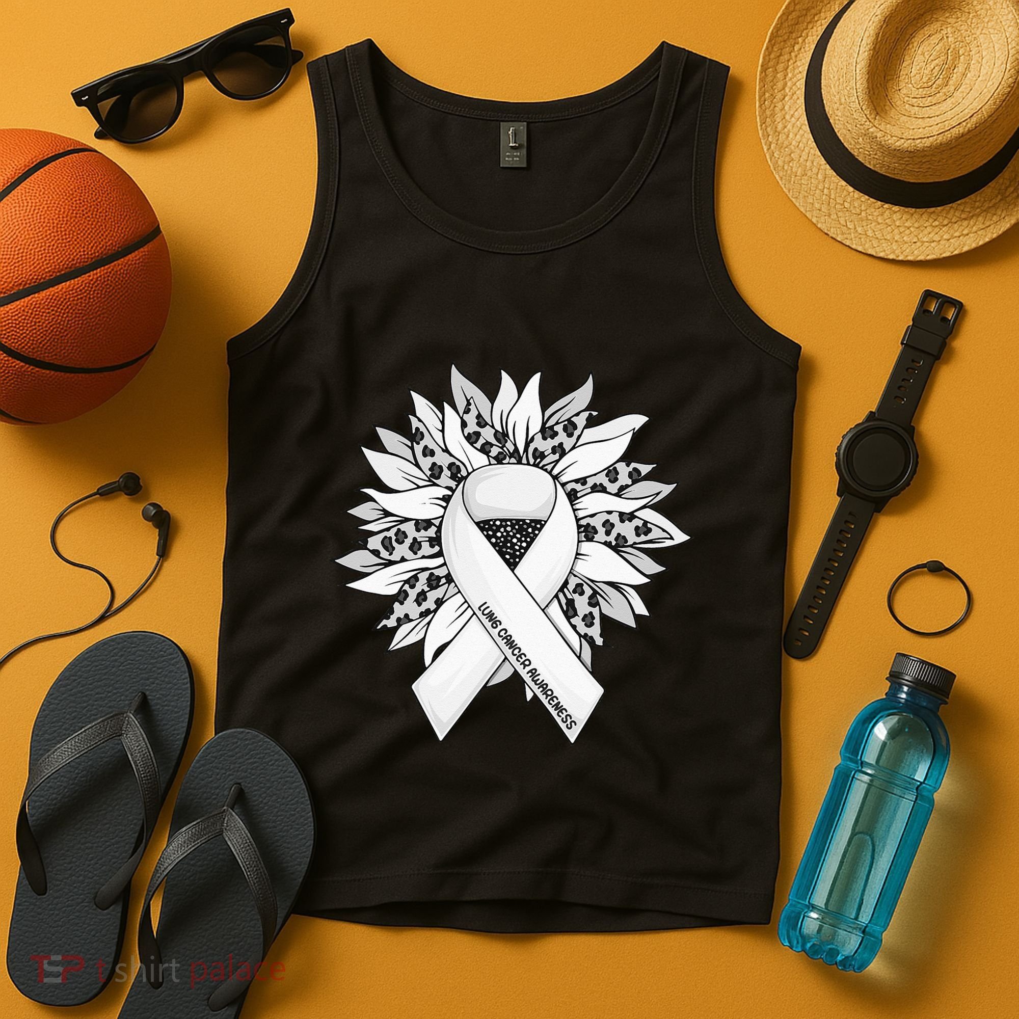 Lung Cancer Sunflower Lung Cancer Awareness Tank Top