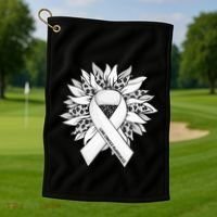 Lung Cancer Sunflower Lung Cancer Awareness Golf Towel thumb 1