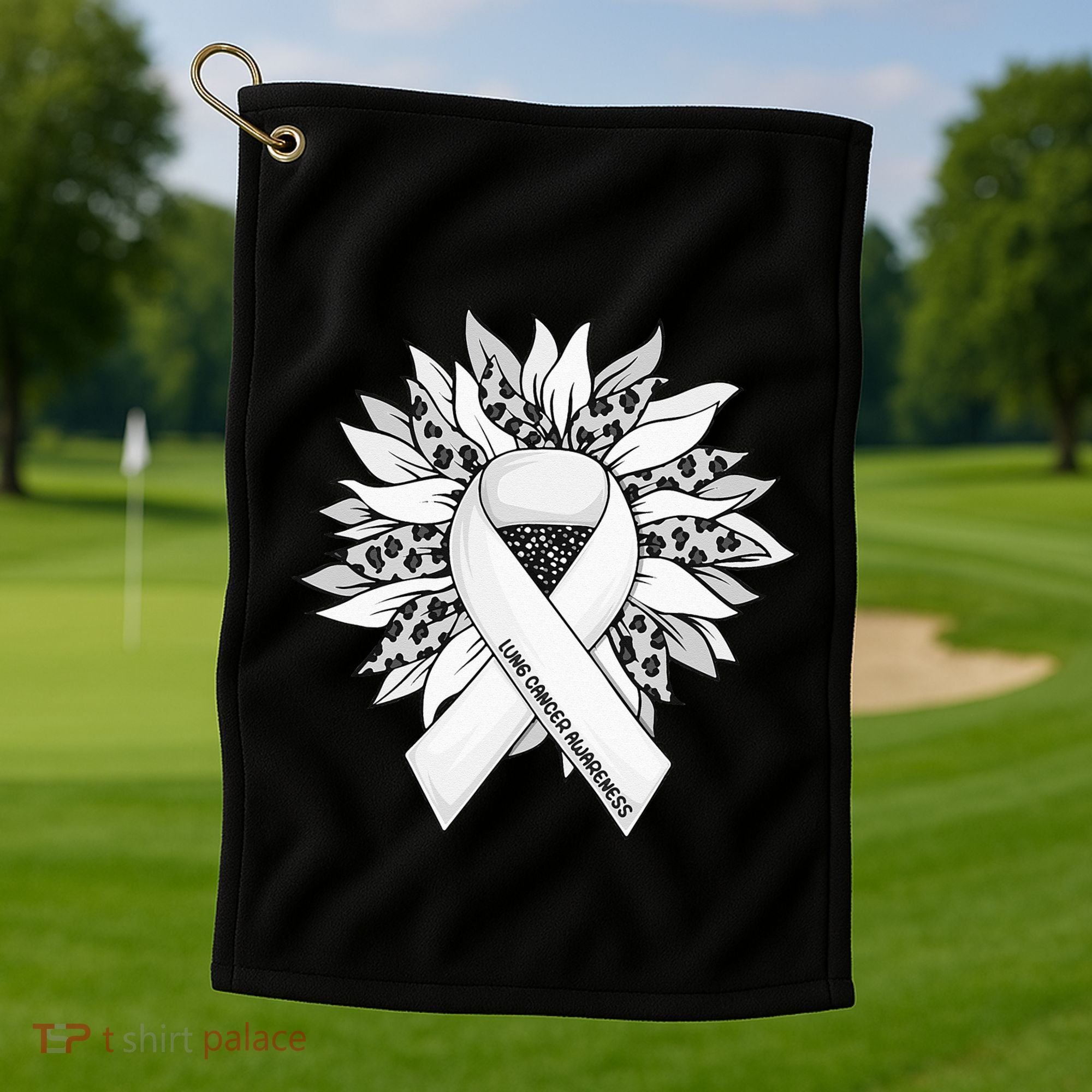 Lung Cancer Sunflower Lung Cancer Awareness Golf Towel