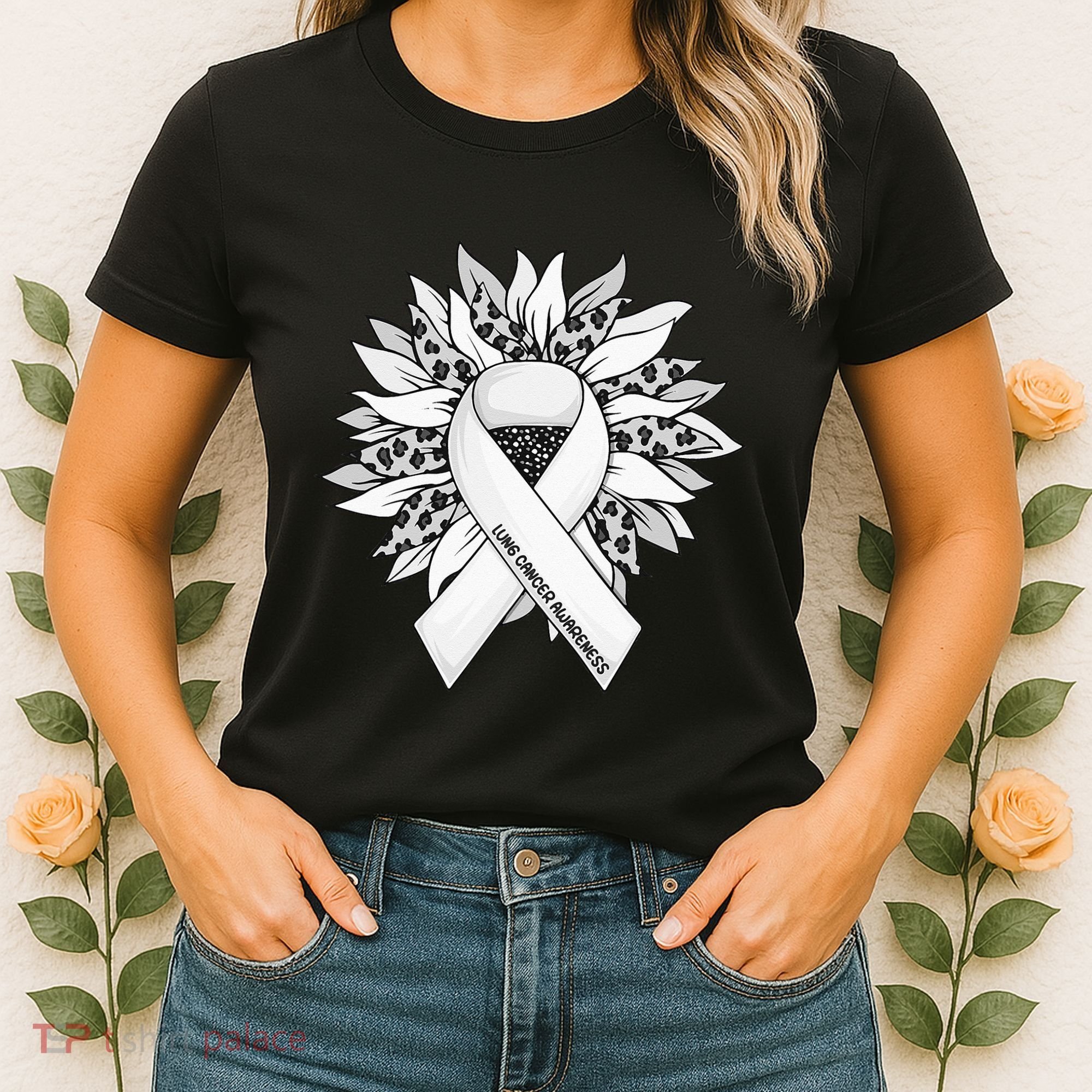 Lung Cancer Sunflower Lung Cancer Awareness Women's T-Shirt