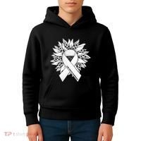 Lung Cancer Sunflower Lung Cancer Awareness Kids Hoodie thumb 4