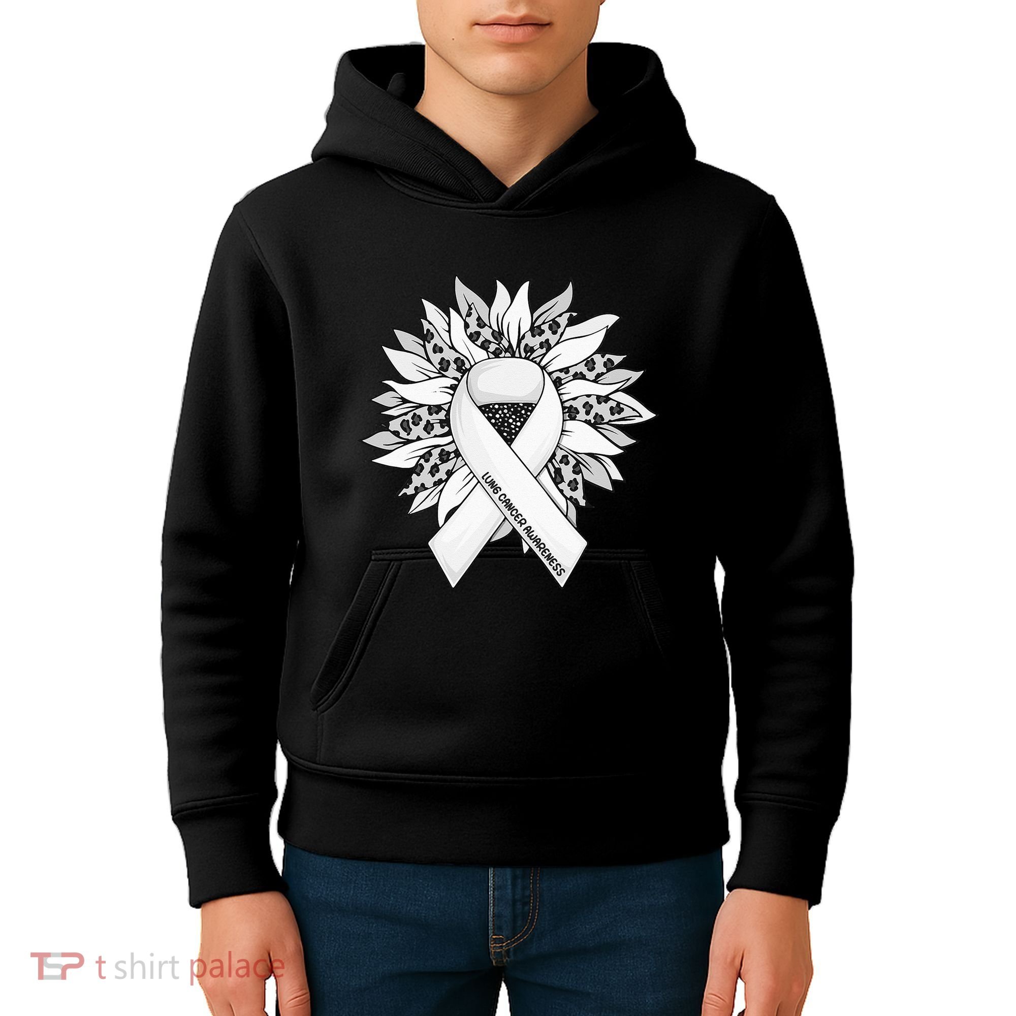 Lung Cancer Sunflower Lung Cancer Awareness Kids Hoodie