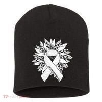 Lung Cancer Sunflower Lung Cancer Awareness Short Acrylic Beanie thumb 0