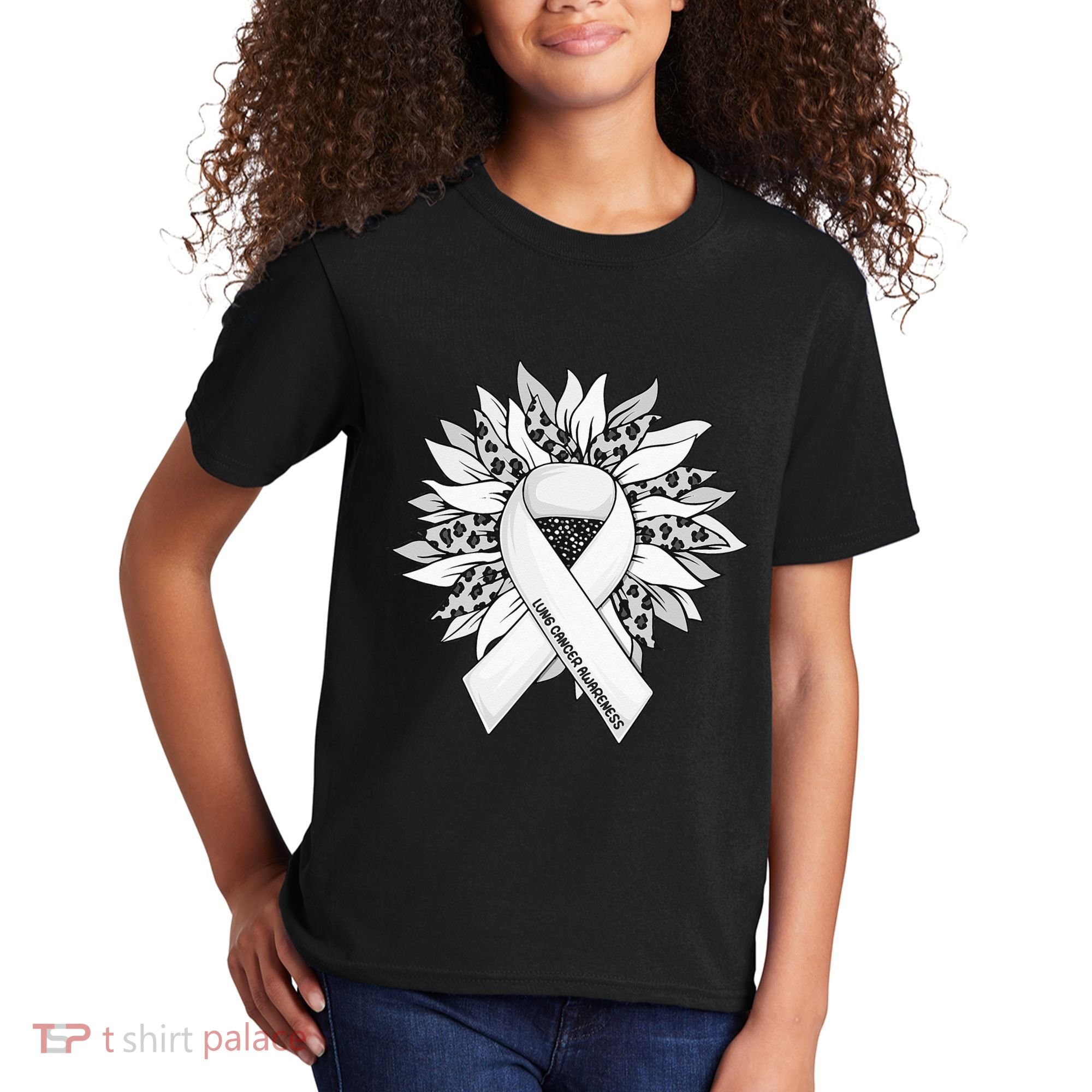 Lung Cancer Sunflower Lung Cancer Awareness Kids T-Shirt