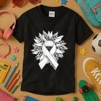 Lung Cancer Sunflower Lung Cancer Awareness Kids T-Shirt thumb 3