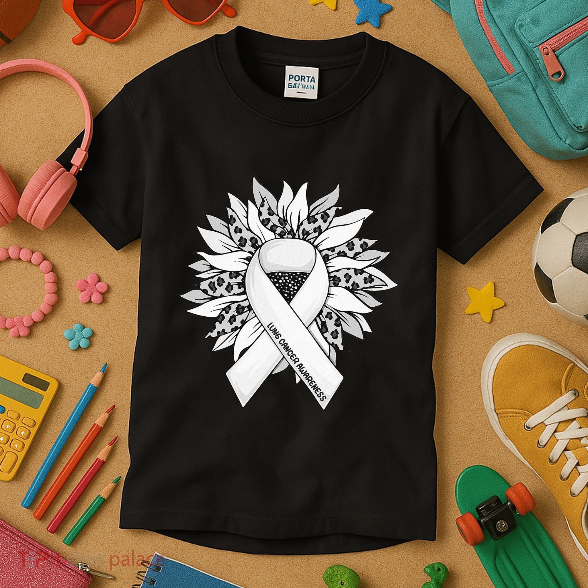 Lung Cancer Sunflower Lung Cancer Awareness Kids T-Shirt