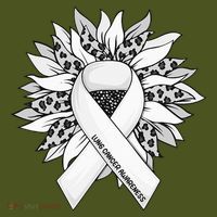 Lung Cancer Sunflower Lung Cancer Awareness The Baniff Cuffed Pom Beanie thumb 2