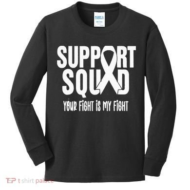 Lung Cancer Support Squad Lung Cancer Awareness Kids Long Sleeve Shirt