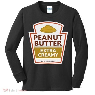 Lazy Costume S Peanut Butter Extra Creamy For Halloween Kids Long Sleeve Shirt
