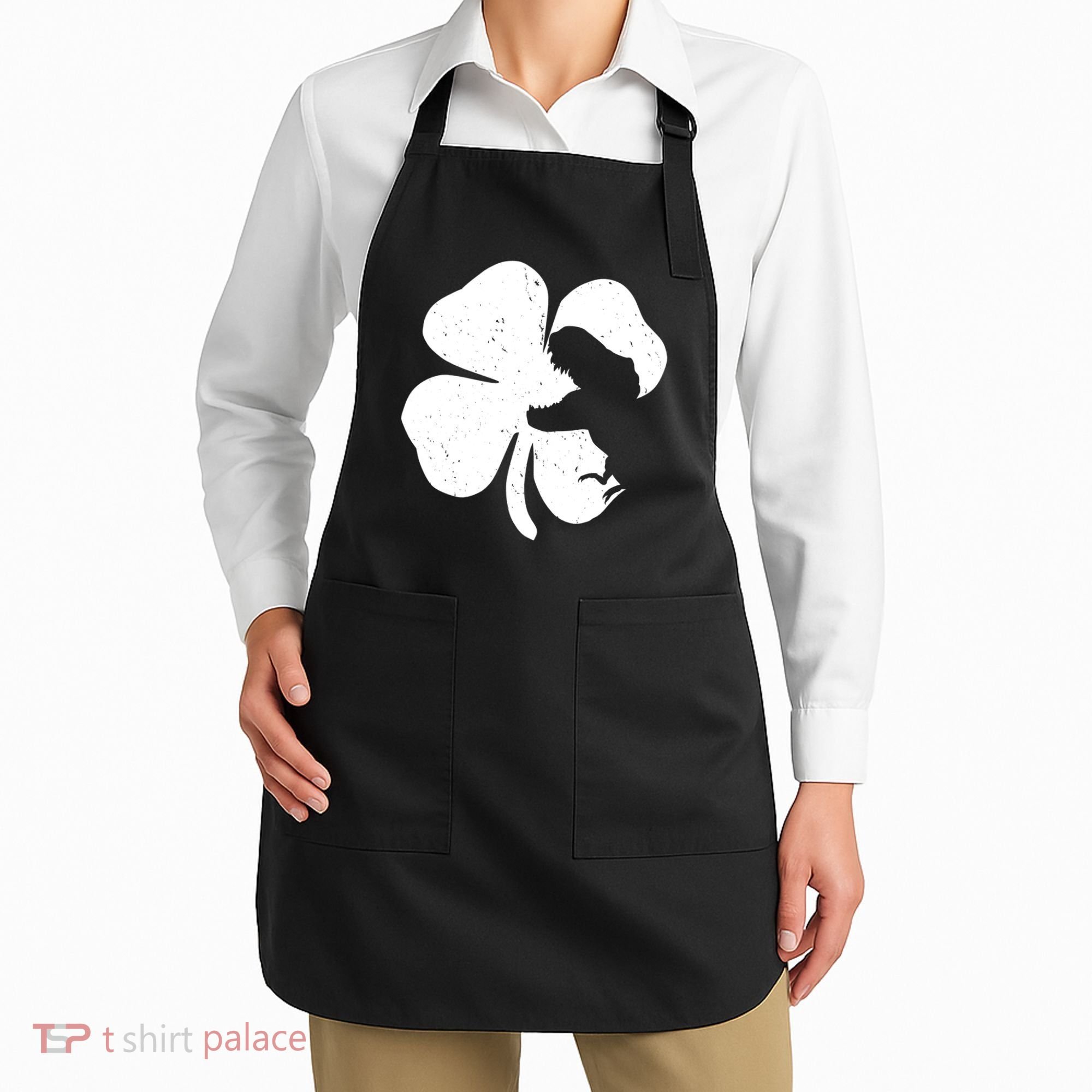 Lucky Clover St Patrick's Dinosaur Apron