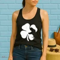 Lucky Clover St Patrick's Dinosaur Women's Tank Top thumb 2