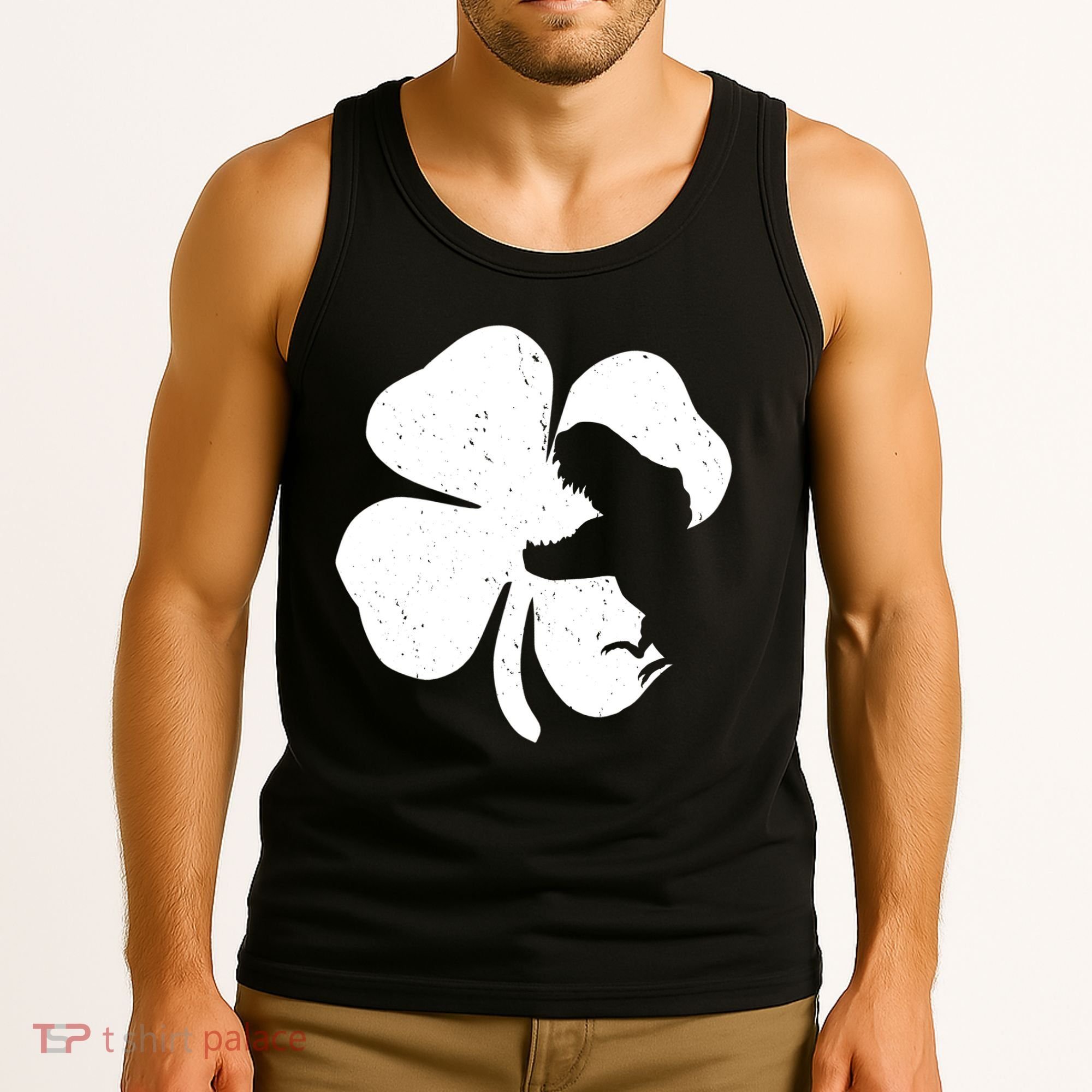 Lucky Clover St Patrick's Dinosaur Tank Top