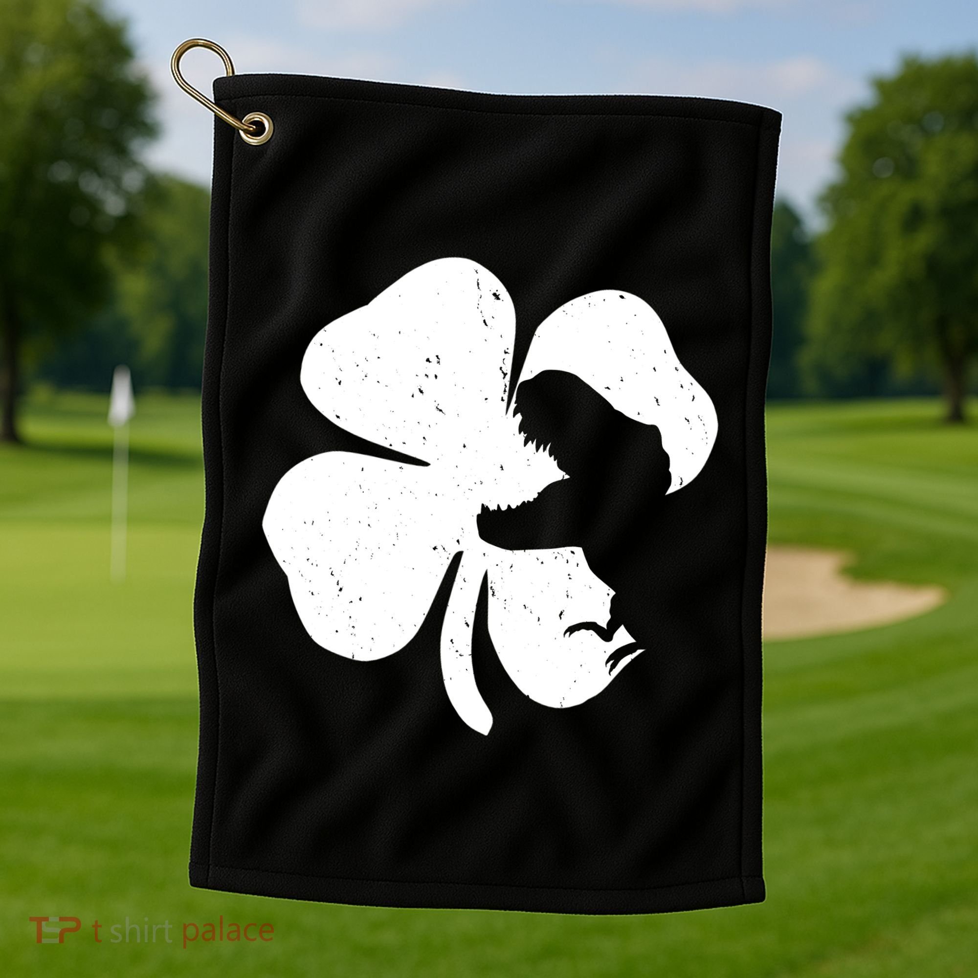 Lucky Clover St Patrick's Dinosaur Golf Towel