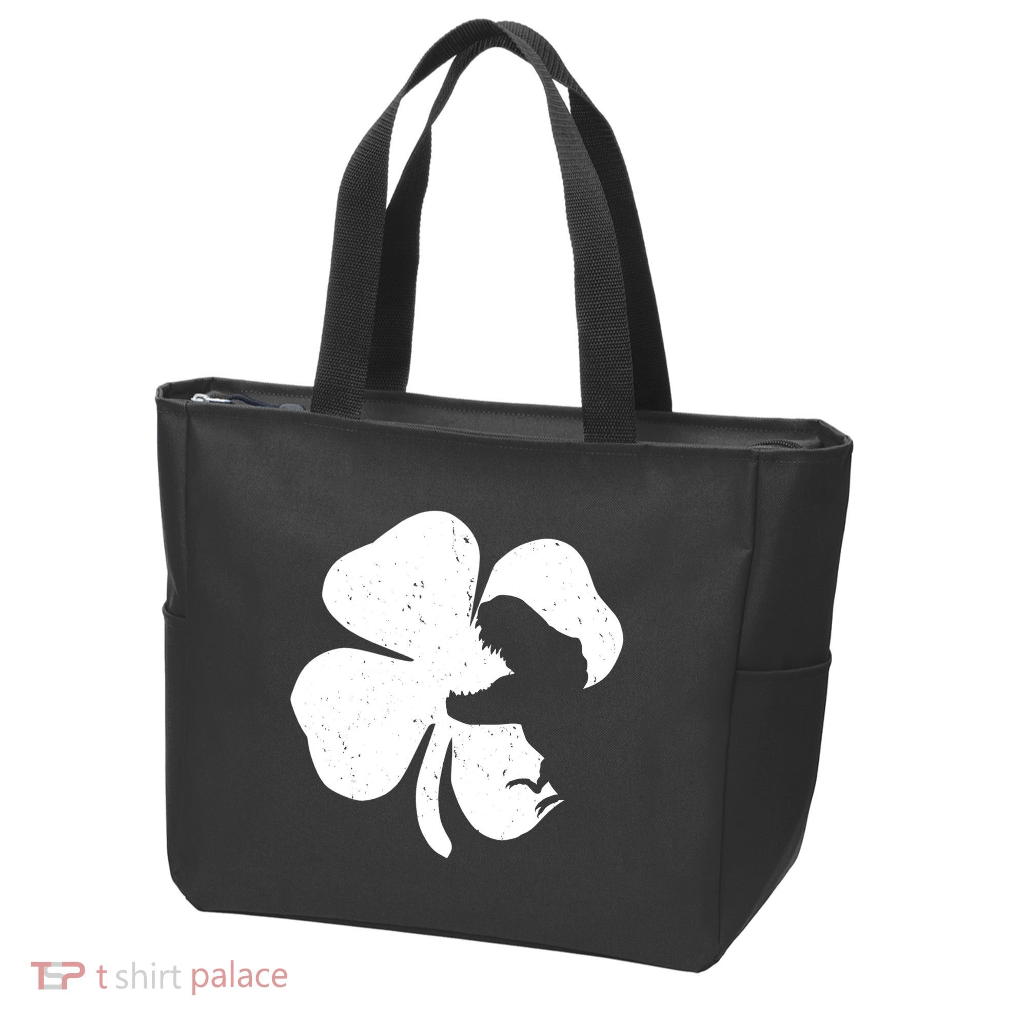 Lucky Clover St Patrick's Dinosaur Tote Bag