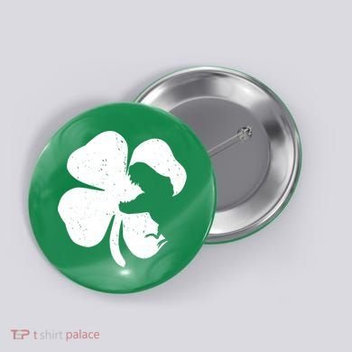 Lucky Clover St Patrick's Dinosaur Button