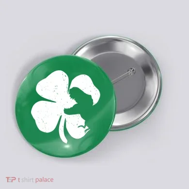 Lucky Clover St Patrick's Dinosaur Button