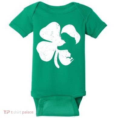 Lucky Clover St Patrick's Dinosaur Baby Bodysuit